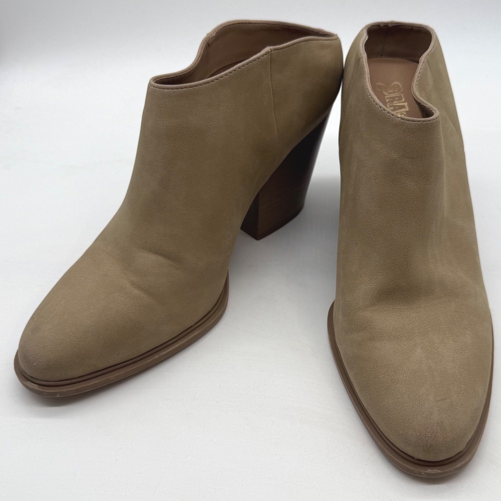 BRASH Tan Suede Mules Block Heel Ankle Booties Women‎ Size 11